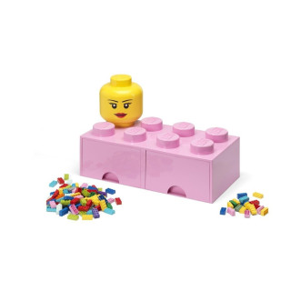 LEGO(R) pojemnik klocek z szufladami ósemka różowy