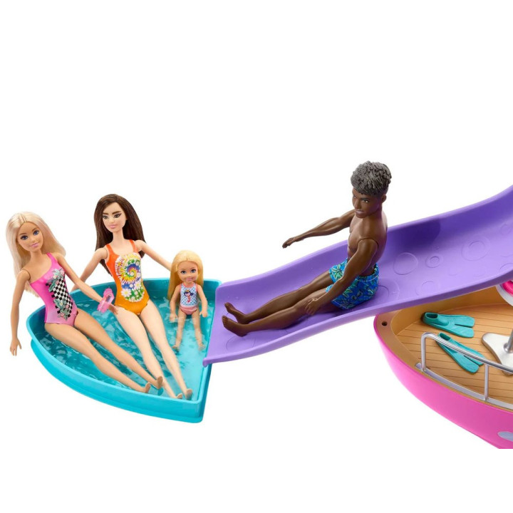 Mattel Barbie Motorówka dla lalek z TRANSFORMACJA WNĘTRZ + akcesoria ZA6042