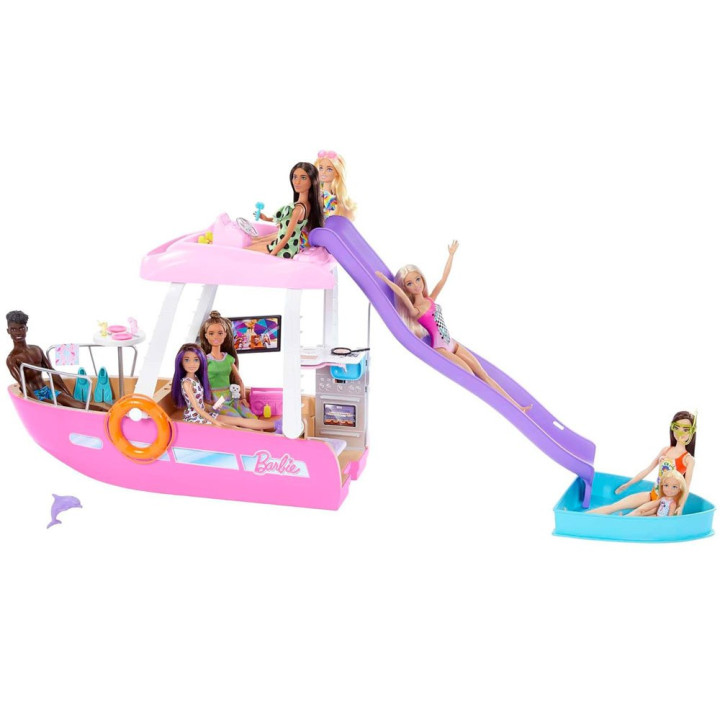 Mattel Barbie Motorówka dla lalek z TRANSFORMACJA WNĘTRZ + akcesoria ZA6042