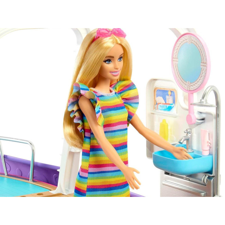 Mattel Barbie Motorówka dla lalek z TRANSFORMACJA WNĘTRZ + akcesoria ZA6042