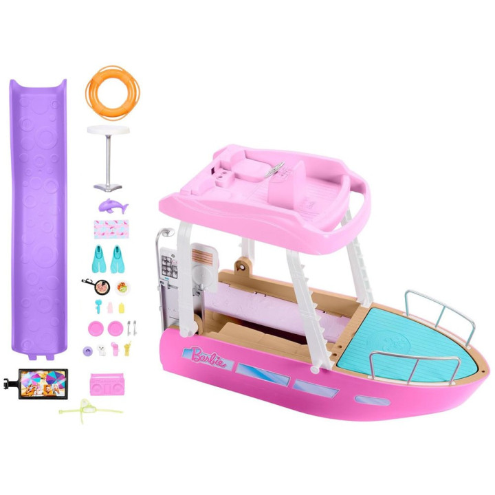 Mattel Barbie Motorówka dla lalek z TRANSFORMACJA WNĘTRZ + akcesoria ZA6042