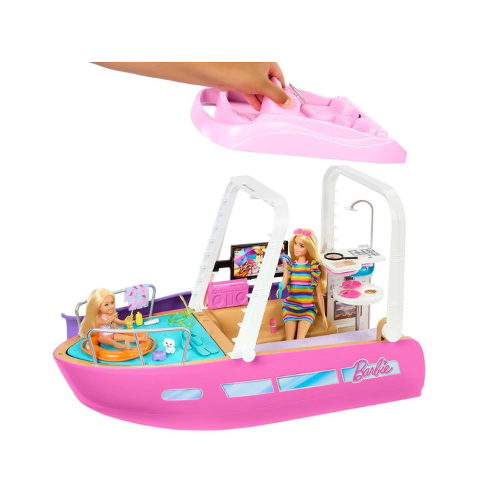 Mattel Barbie Motorówka dla lalek z TRANSFORMACJA WNĘTRZ + akcesoria ZA6042