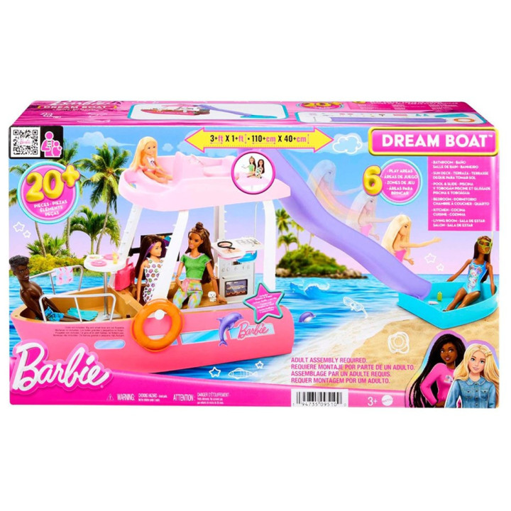 Mattel Barbie Motorówka dla lalek z TRANSFORMACJA WNĘTRZ + akcesoria ZA6042
