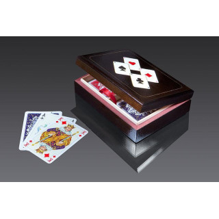 Karty lux w pudełku drewnianym z asami 1 PIATNIK