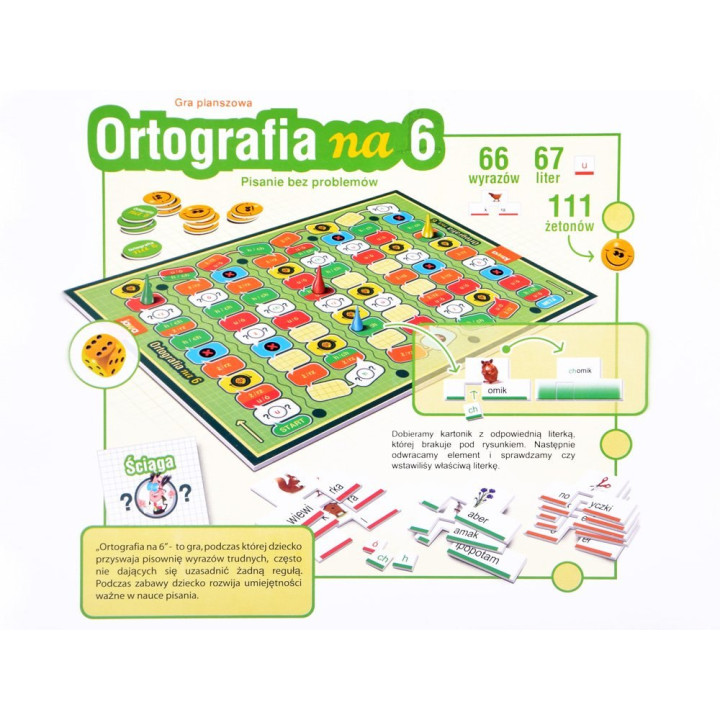 Jawa Edukacyjna gra planszowa Ortografia na 6 Nauka poprawnej pisowni GR0382