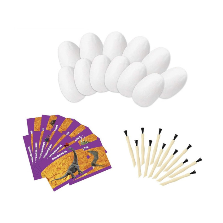 Zestaw Archeologiczny 12 Dużych Jaj + karty Odkryj Świat Dinozaurów ZA4999