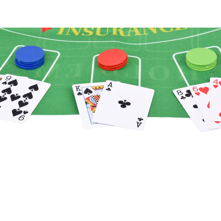 Zestaw Gra karciana 2w1 Poker i BlackJack Żetony + karty + plansza GR0706