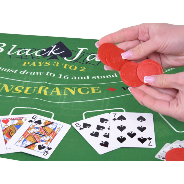 Zestaw Gra karciana 2w1 Poker i BlackJack Żetony + karty + plansza GR0706