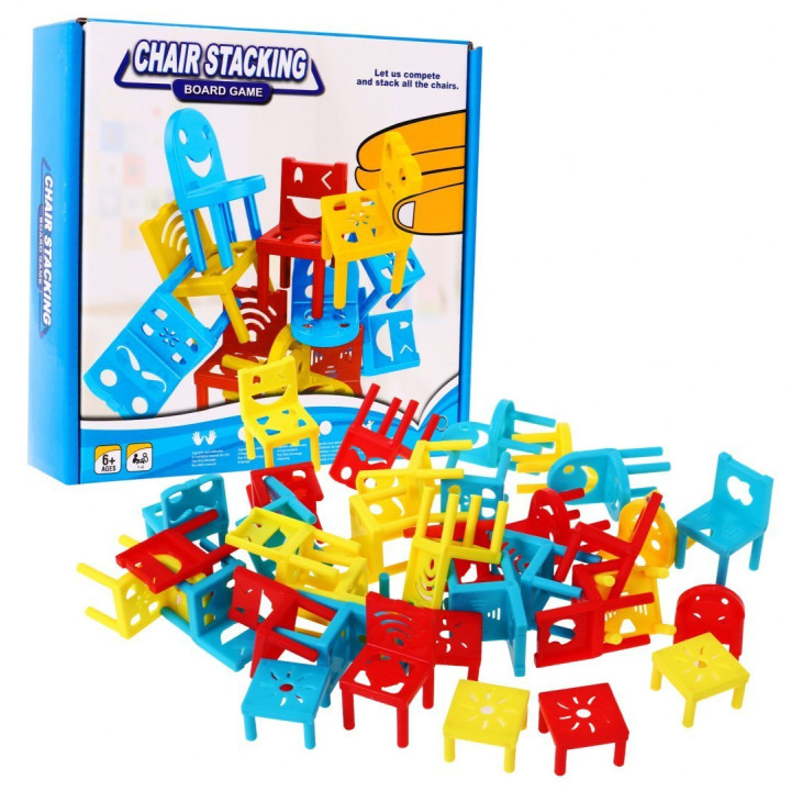 Gra zręcznościowa "Wieża z krzeseł" dla dzieci 3+ i dorosłych + Układanie konstrukcji
