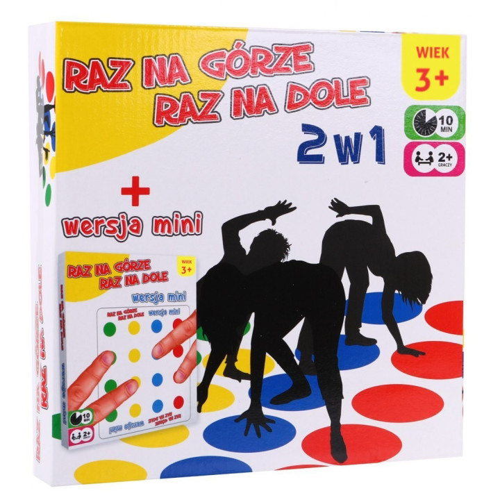 Raz na Górze Raz na Dole 2w1 dla dzieci 3+ Gra zręcznościowa + Mata z kółkami + Tarcza do losowania + Mini wersja na palce
