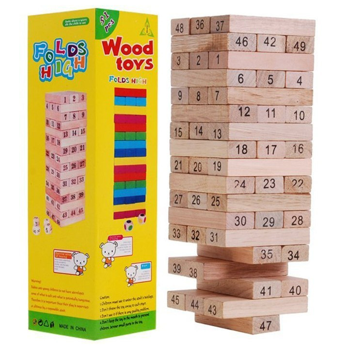 Rodzinna gra zręcznościowa Dżenga dla dorosłych i dzieci 3+ Drewniana wieża z klocków