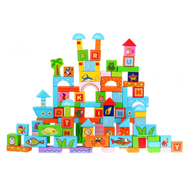 Zestaw drewnianych klocków "Miasto" dla dzieci 3+ Zabawa w budowanie 100 el.