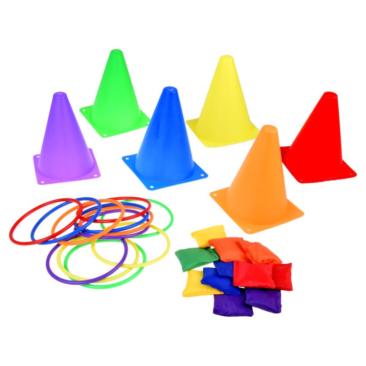 Gra Zręcznościowa Ruchowa Pachołki Obręcze Woreczki dla Dzieci SP0823