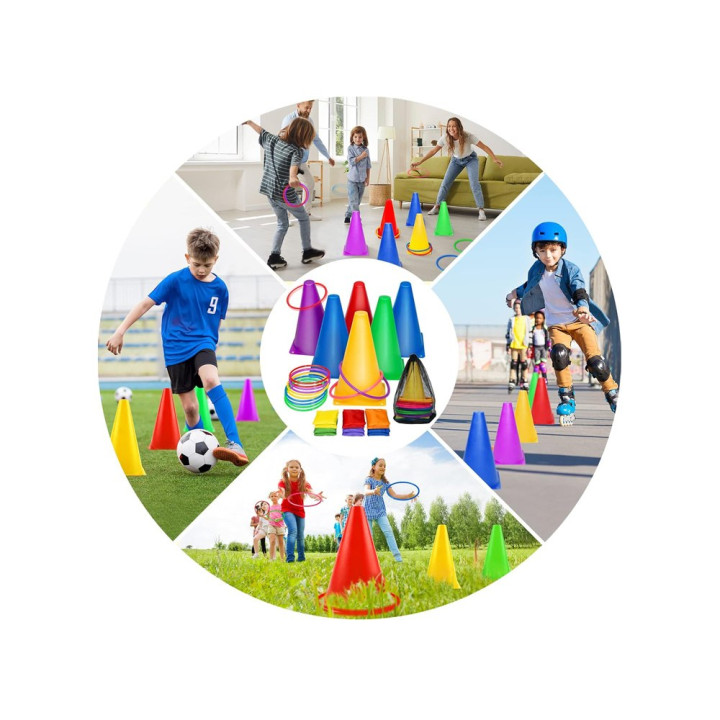 Gra Zręcznościowa Ruchowa Pachołki Obręcze Woreczki dla Dzieci SP0823