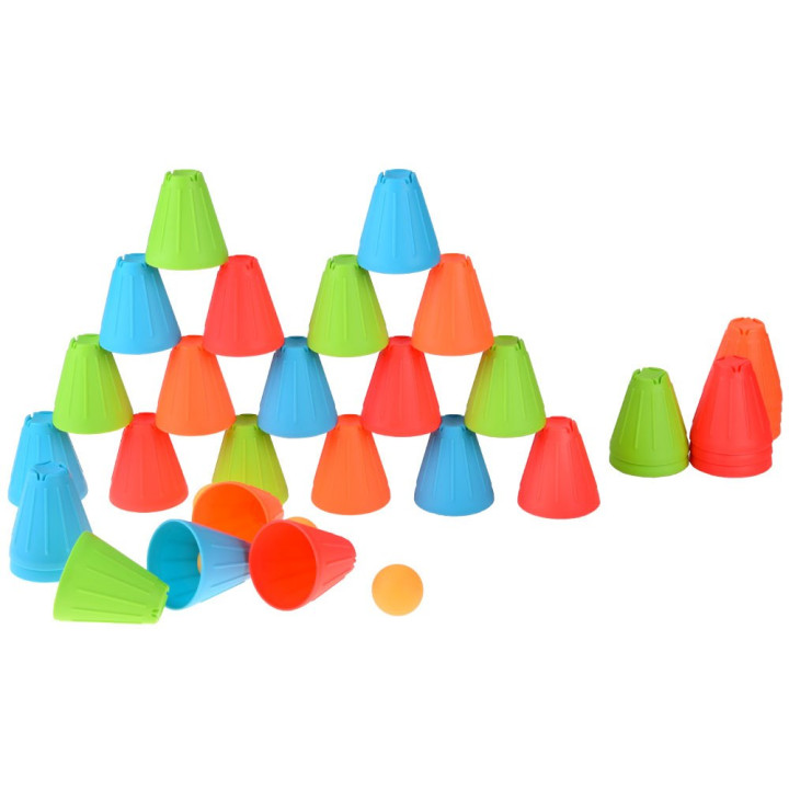 Gra zręcznościowa SZYBKIE KUBKI Trójkątne klocki + piłki 38-ele ZA5811