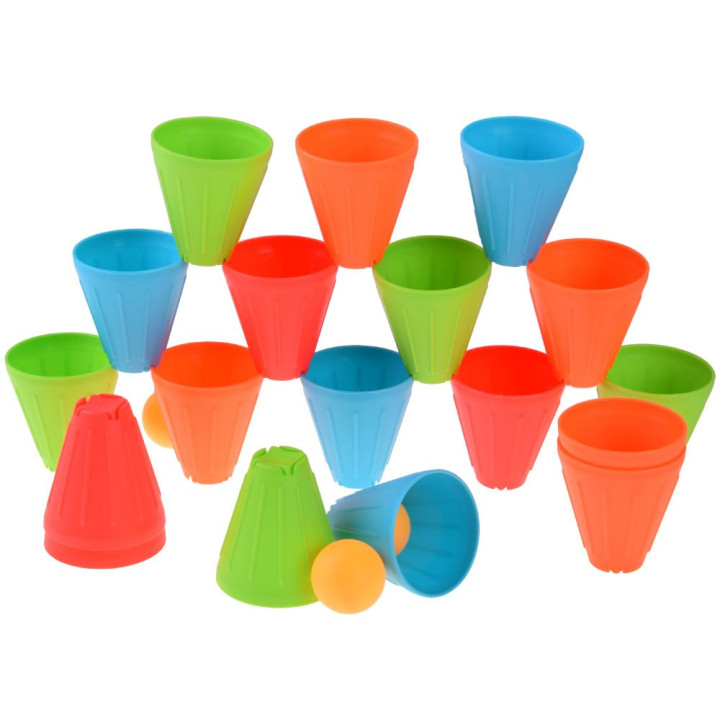 Gra zręcznościowa SZYBKIE KUBKI Trójkątne klocki + piłki 38-ele ZA5811